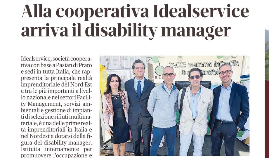 Idealservice, tra le prime società in Italia, introduce la figura del Disability Manager